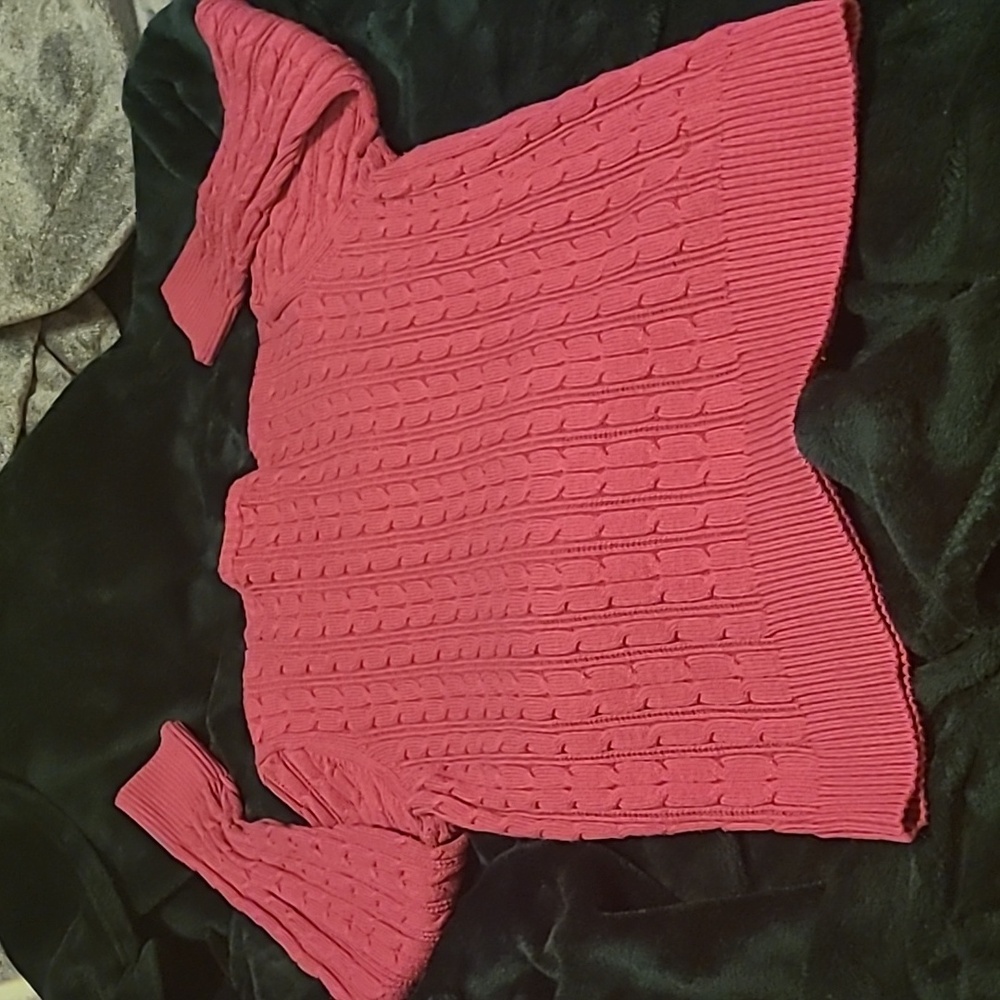 🟣2/$13. ST. JOHN'S BAY Women's Fuchsia Pink Classic Cable Knit Sweater‎ Size Xl - Picture 3 of 12